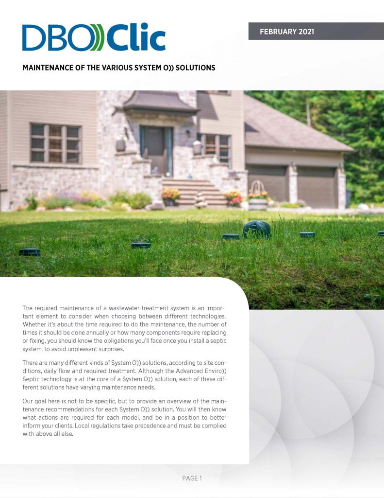 DBO))Clic - Maintenance of System O)) septic systems 1